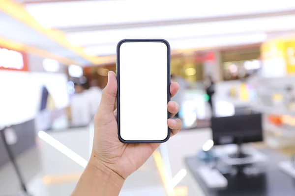 Smartphone Mano Con Fondo Blanco Parche Recorte — Foto de Stock