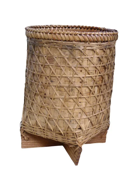 Bamboo basket / isolated white — стоковое фото