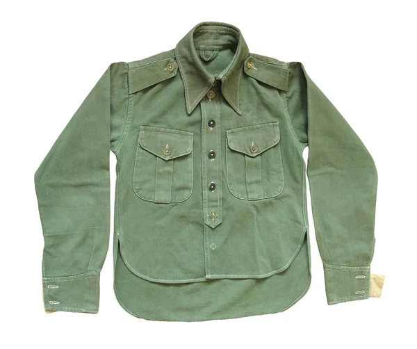 Camisa militar de manga larga verde vintage — Foto de Stock