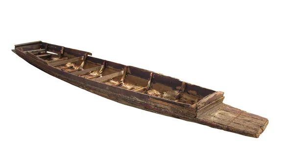 Старая деревянная лодка / Изолированный белый — стоковое фото