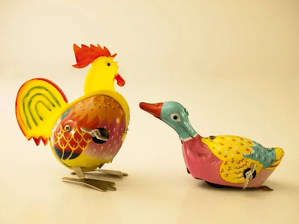 Duck and chicken tin toy
