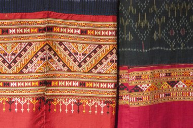 Pamuk antik Tekstil / Tayland halk Tekstil geleneksel Tekstil yapılan doğal pigmentler. Tayland için benzersiz olan dokuma desen.