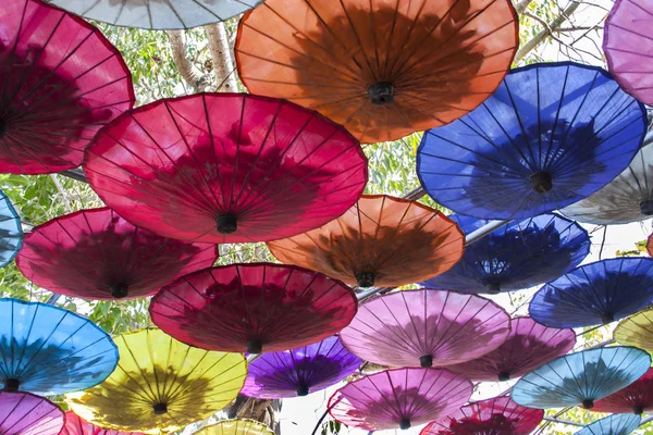 Regenschirme Papierschirme Bunt Bunter Hintergrund — Stockfoto