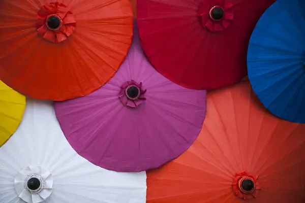 Regenschirme Papierschirme Bunt Bunter Hintergrund — Stockfoto