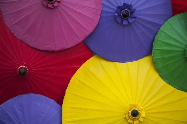 Regenschirme Papierschirme Bunt Bunter Hintergrund — Stockfoto