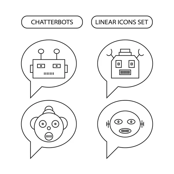 Conjunto de ícones lineares Chatterbots —  Vetores de Stock