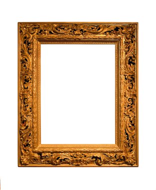 antika altın resim çerçevesi üzerinde beyaz izole