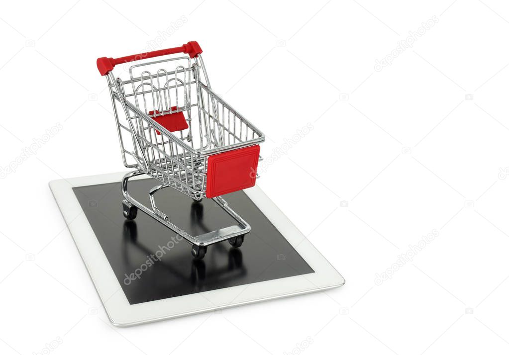 Shopping cart on tablet