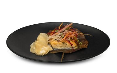 Beyaz üzerine ızgara balık fileto