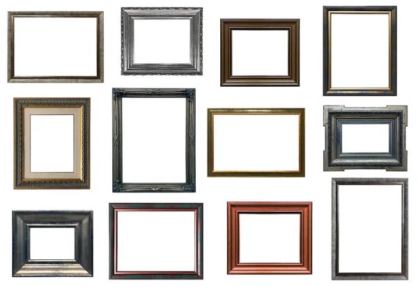 Verzameling Van Verschillende Antieke Frames Witte Achtergrond — Stockfoto