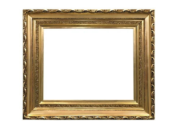 白色背景的金色复古镜框 — 图库照片