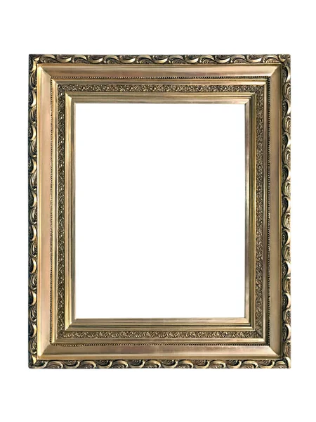 Moldura Imagem Ornamentada Ouro Vazio Com Fundo Branco — Fotografia de Stock