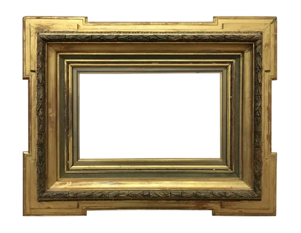 Empty Gold Ornate Picture Frame White Background — Stock Photo, Image