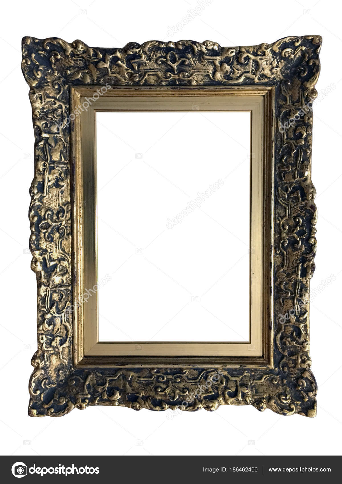 Empty Gold Ornate Picture Frame White Background Stock Photo Empty Gold Ornate Picture Frame White Background Stock Photo