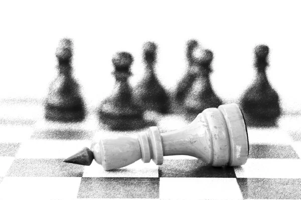 Conceito de liderança, sucesso, motivação. Peças de xadrez na placa . — Fotografia de Stock