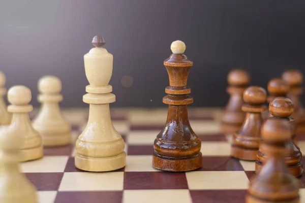 Concept of leadership, success, motivation. Chess pieces on the Board. — Stock Photo, Image