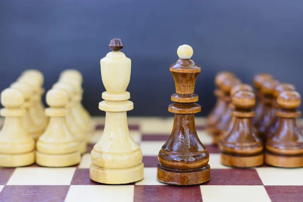 Concept of leadership, success, motivation. Chess pieces on the Board. — Stock Photo, Image