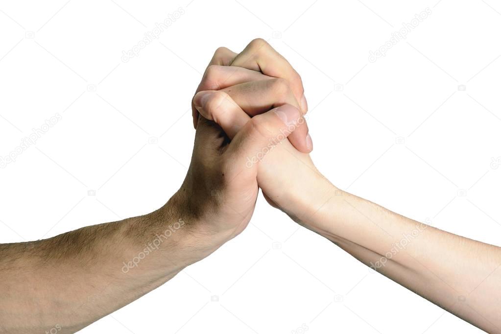 isolated handshake men and women