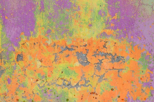 Αφηρημένη παλαιό τοίχο σκυροδέματος υφή χρωματίζεται σε φωτεινά χρώματα, εφέ τεχνική βλάβη — Φωτογραφία Αρχείου