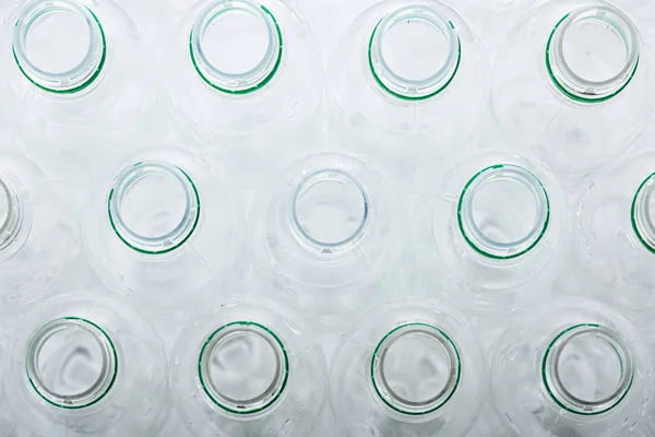 top view of plastic transparent bottles without lids