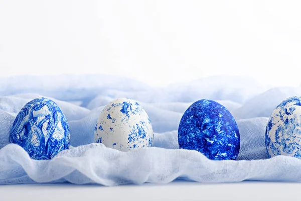 Trendy Easter Classic Blue Eggs Row Pale Blue Napkin White — 스톡 사진