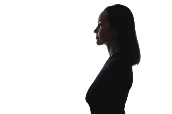 Zwart Wit Silhouet Portret Van Vrouw Minimalisme — Stockfoto