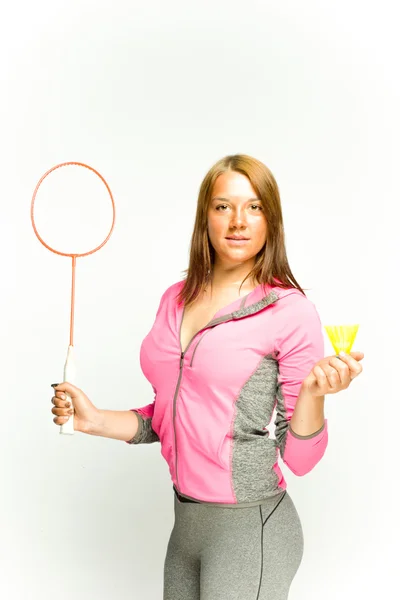 Bir raket ile güzel kız