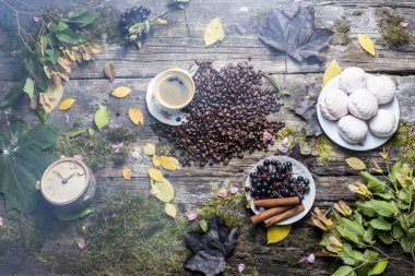  eski ağaç ve yaprak arka plan üzerinde kahve