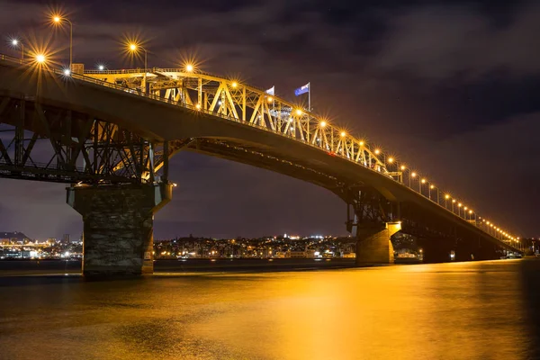 Ponte Porto Auckland Noite — Fotografia de Stock