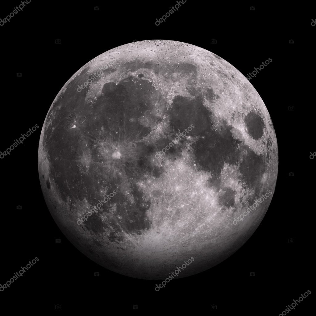 Système Solaire Lune Planète Isolée Sur Fond Noir