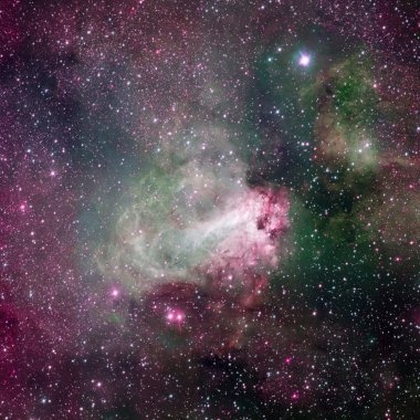 Yıldız oluşum bölgesi Messier 17, Omega Bulutsusu veya kuğu Bulutsusu .