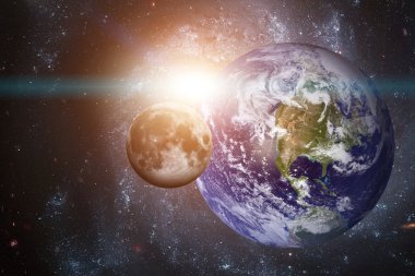 Güneş sistemi - Dünya gezegeni. Nasa tarafından döşenmiş bu görüntü unsurları.