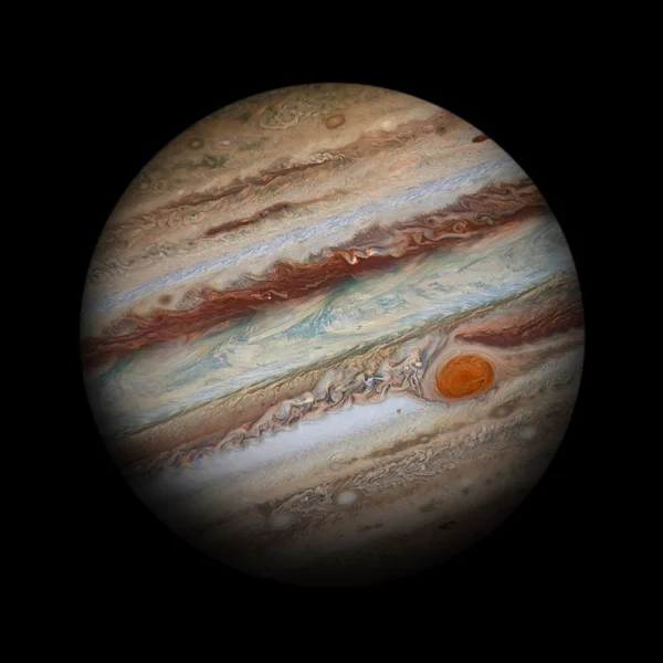Sonnensystem - jupiter. isolierter Planet auf schwarzem Hintergrund. lizenzfreie Stockfotos