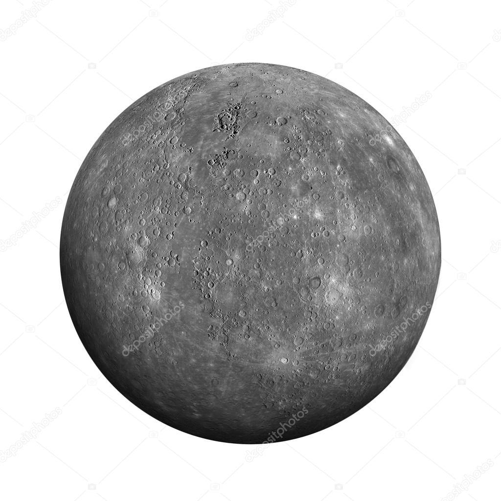 Solar System - Mercury. Isolated planet on white background.