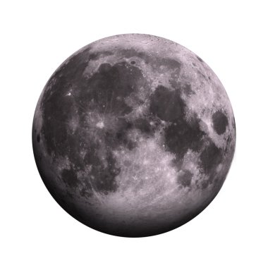 Güneş sistemi - Moon. Beyaz arka plan üzerinde izole gezegen.