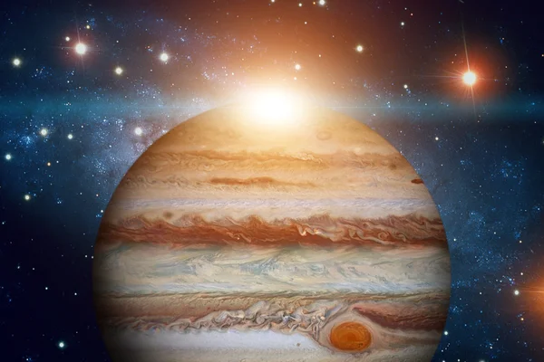 Sistemul Solar - Jupiter. Este cea mai mare planetă din Sistemul Solar. . — Fotografie, imagine de stoc