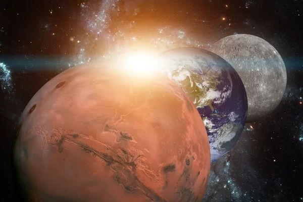 태양계: 화성. 그것은 태양으로부터 네 번째 행성이다. — 스톡 사진