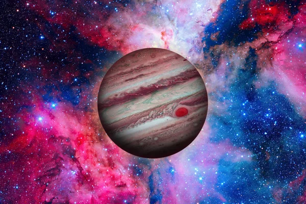 Jupiter bolygó. Nebula a háttérben. — Stock Fotó