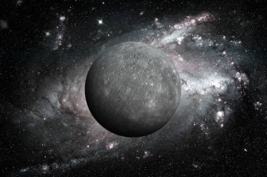 Merkür gezegeni. Dış uzay arkaplanı.