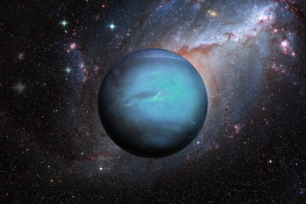 Planet Neptune. Outer space background.