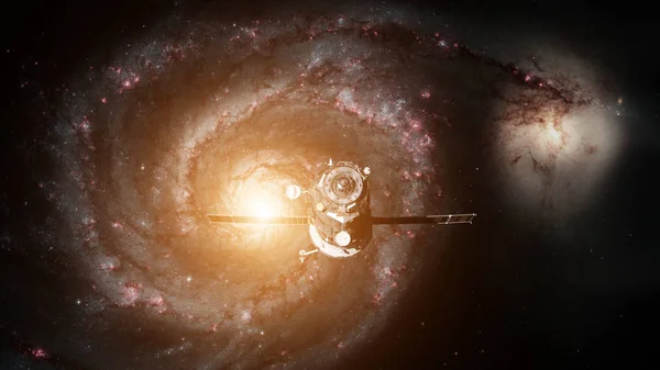 Εξέλιξη διαστημικού σκάφους σε τροχιά γύρω από το γαλαξία. — Φωτογραφία Αρχείου