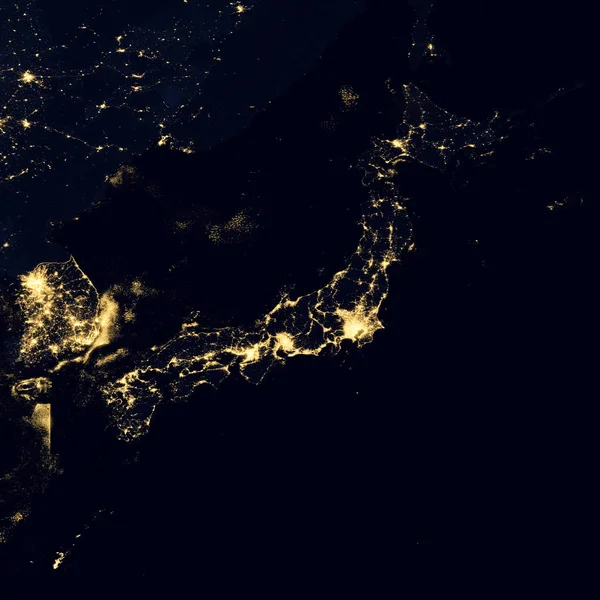 Światła miasta na mapie świata. Japonia. — Zdjęcie stockowe
