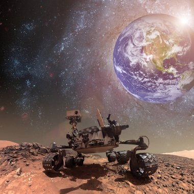 Mars 'ın yüzeyini araştıran meraklı bir gezgin..