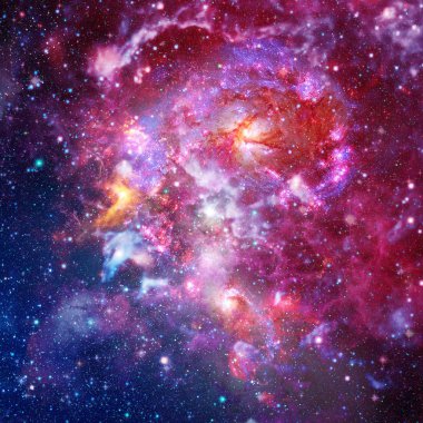 Spiral galaksi ve uzay nebulası.