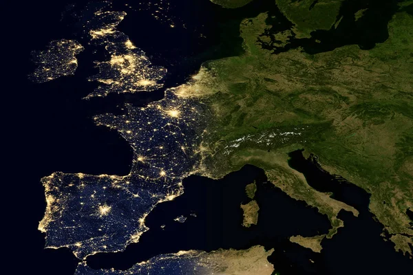 Lichter der Stadt auf der Weltkarte. Europa. — Stockfoto