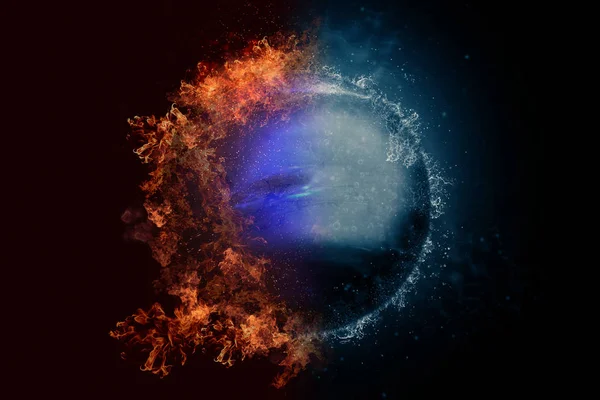 Planeta Neptuno en fuego y agua. Obras de arte de ciencia ficción de concepto —  Fotos de Stock
