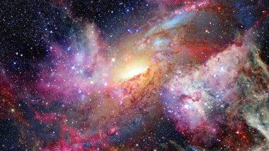 Nebula ve galaksilerle dolu açık bir alan. Bu görüntünün elementleri NASA tarafından desteklenmektedir
