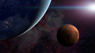 Güneş sistemi - Mars. Bilim arka plan.