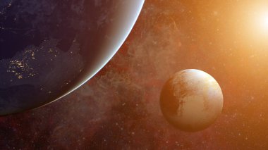 Güneş sistemi - Plüton. Bilim arka plan.