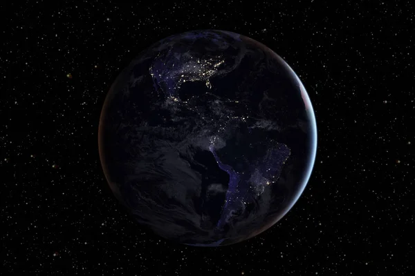 Planeta Tierra desde el espacio por la noche. Elementos de esta imagen proporcionados por la NASA — Foto de Stock